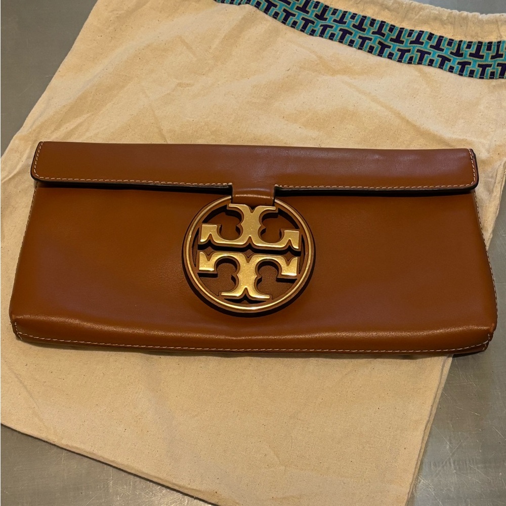 Tory Burch Brown Leather Clutch